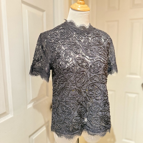 Anne Klein Charcoal Lace Blouse - Picture 2 of 5